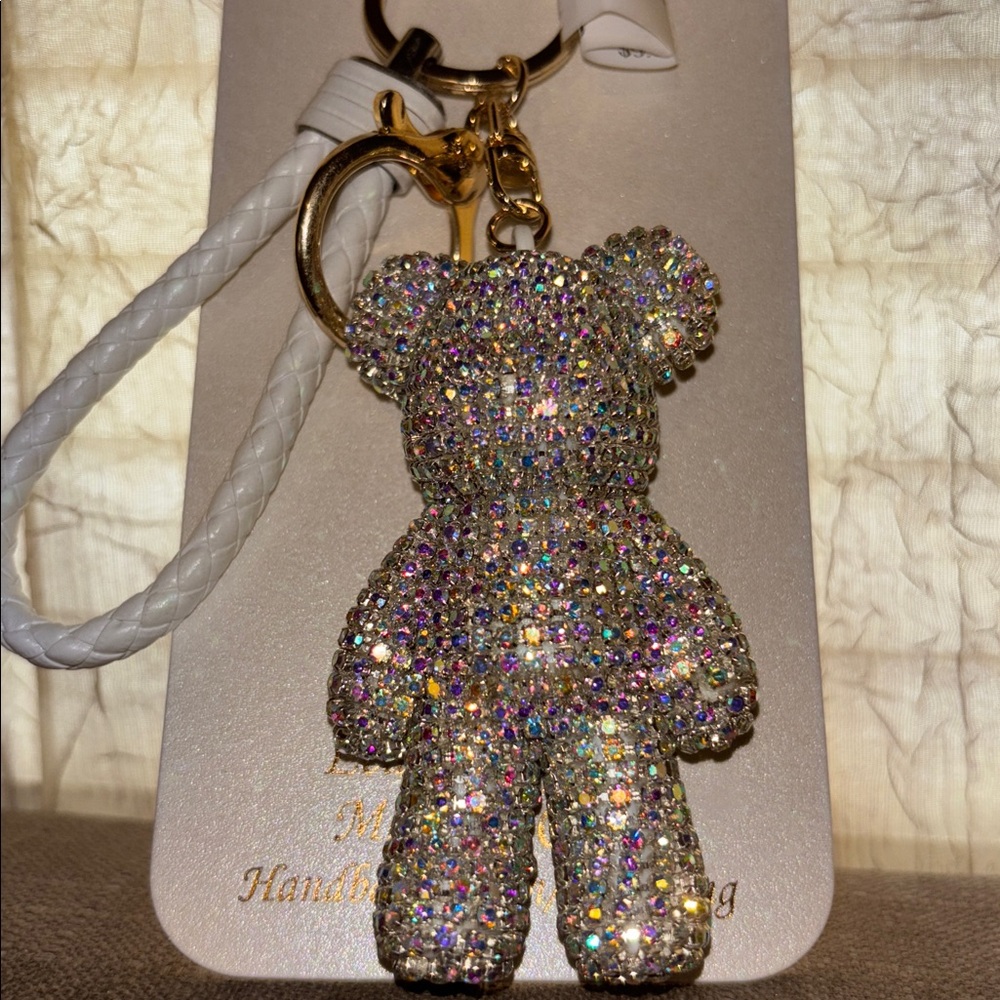 Natasha Couture Glittering Bear Keychain with Gold Accents (BUY NOW)
